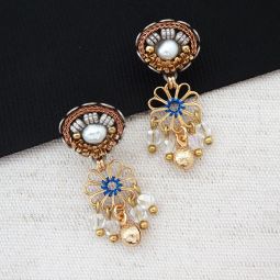 Althea Flower Earrings, Gold Totem