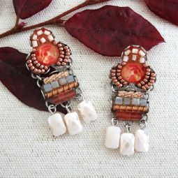 Boho-Chic Earrings, Pearl Drops