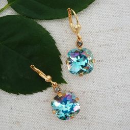 Smokey Sapphire Crystal Drop Earrings