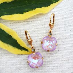 Lilac Crystal Drop Earrings