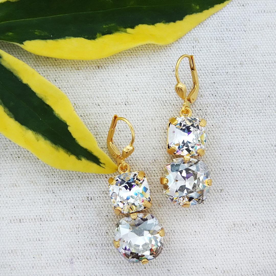 Catherine Popesco | Double Crystal Drop Earrings Shade