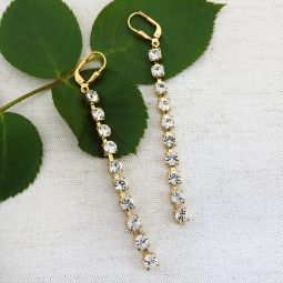 Long Dangling Crystal Chain Earrings, Shade