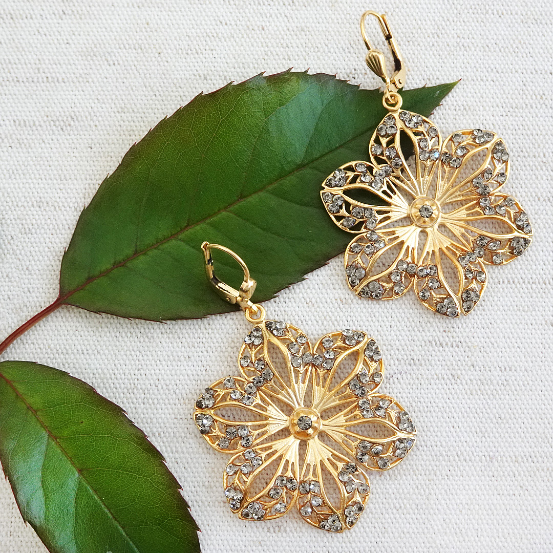 Catherine Popesco Jewelry | Gold Filigree Flower Earrings