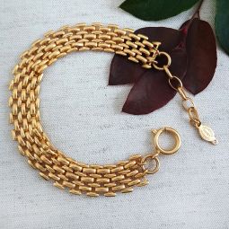 Gold Mesh Chain Bracelet, Narrower Links