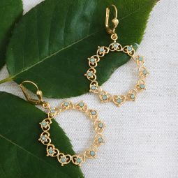 Gold Filigree Wreath Earrings, Pacific Opal