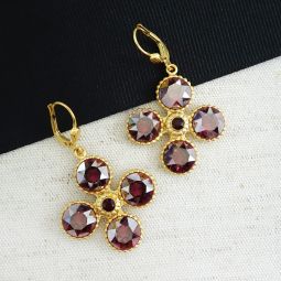 Raspberry Crystal Petal Earrings