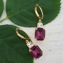 Rectangular Duet Earrings, Amethyst