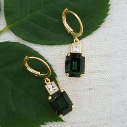 Rectangular Duet Earrings, Tourmaline