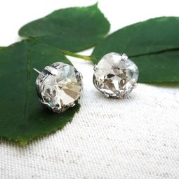 Silver Shade Crystal Studs, 12mm