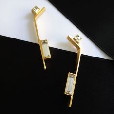 Modern Long Drop Earrings, Gold SALE
