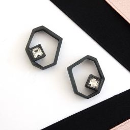 Small Geometric Black Stud Earrings SALE