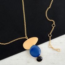 Miro Royal Blue & Black Pendant Necklace