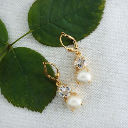 Crystal & Pearl Double Drop Earrings