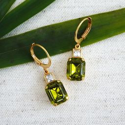 Rectangular Duet Earrings, Olivine