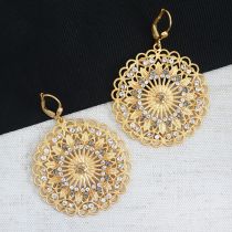 Crystal Filigree Earrings with Scallop Edge, Black Diamond