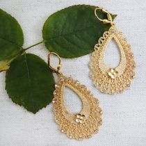 Delicate Gold Filigree Teardrop Earrings