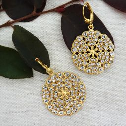 Clear Crystal Round Filigree Earrings