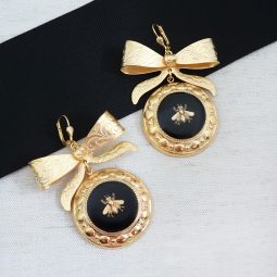 Large Bee Earrings with Bow