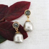 Vintage Style Gray Baroque Pearl Earrings