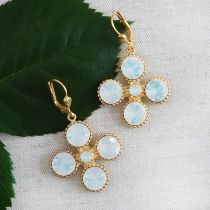 White Opal Crystal Petal Earrings