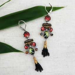 Letizia Dangle Earrings on Hook, Oriental Hues