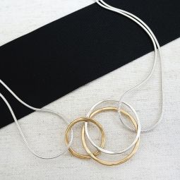 Interlocking Mixed Metal Rings Necklace