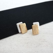 Small Double Rectangle Layered Stud Earrings