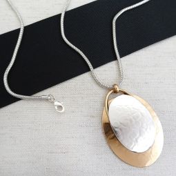 Layered Oval Pendant Necklace