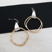 Modern Double Brass Hoop Earrings on Silver Drop