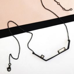 Modern Bar Necklace, Black SALE