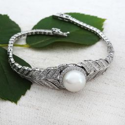 Old Hollywood CZ Bracelet with Pearl
