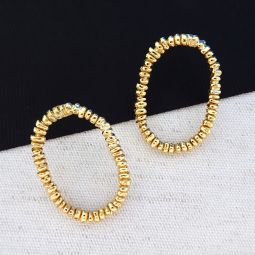 Open Oval Post Earrings, Gold