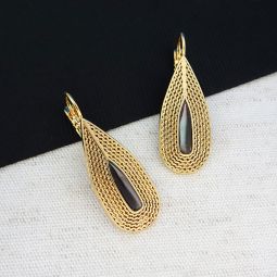 Gold Teardrop with Center Stone, Miyako