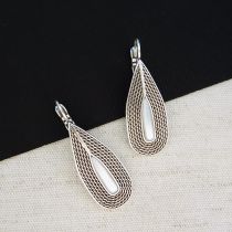 Silver Teardrop with Center Stone, Miyako