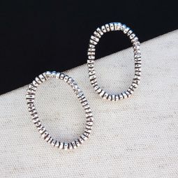 Open Oval Post Earrings, Silver