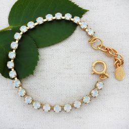 Delicate Cupchain Bracelet, White Opal