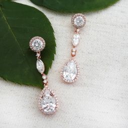 Duchess Trio Drop Earrings, Rose Gold