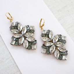 Large Crystal Chandelier Earrings, Clear, Black Diamond SALE!!