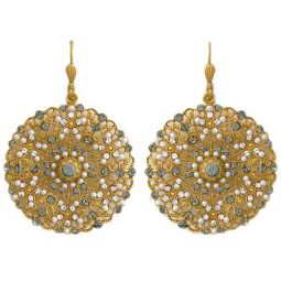 Bejeweled Pearl & Crystal Gold Filigree Earrings