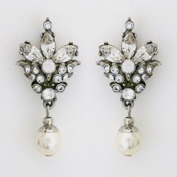 Crystal Cluster with Pearl Drop Earrings