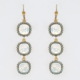Triple Drop Crystal Earrings, White Opal SALE!!