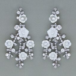 Gilded Petal Bridal Chandelier Earrings, Silver SALE