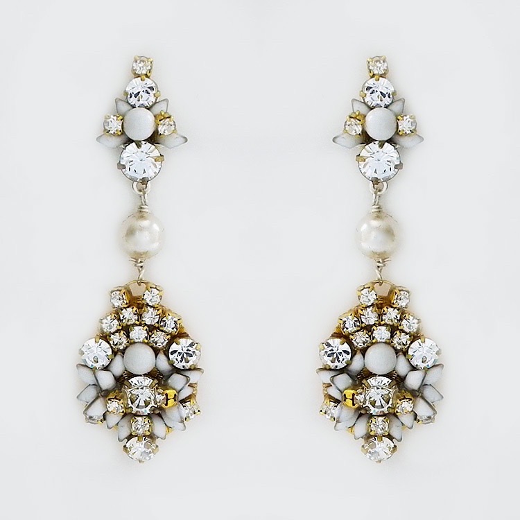 Erin Cole Bridal | Small Chandelier Earrings, White Beads