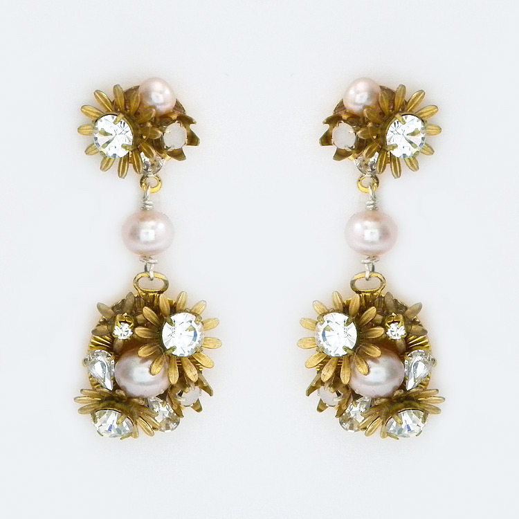 Erin Cole Bridal Jewelry | Vintage Flower Cluster Dangle Earrings