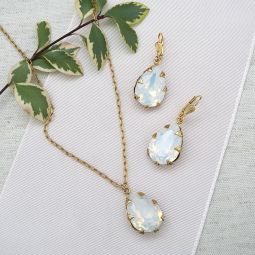 White Opal Teardrop Pendant Necklace