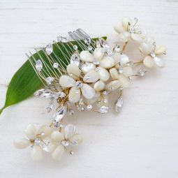 Mother of Pearl Flower Hair Comb SALE