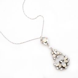 Crystal & White Opal Pendant on Delicate Chain SALE!!! 70% OFF!!