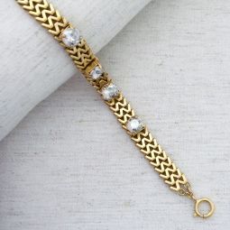 "W" Chain Bracelet, Crystals