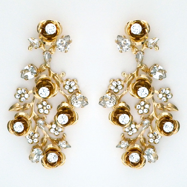 Sakura Rose Chandelier Earrings, Gold SALE!! 60% OFF!!