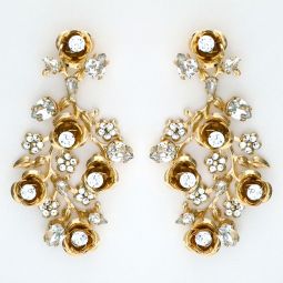 Sakura Rose Chandelier Earrings, Gold SALE!! 60% OFF!!